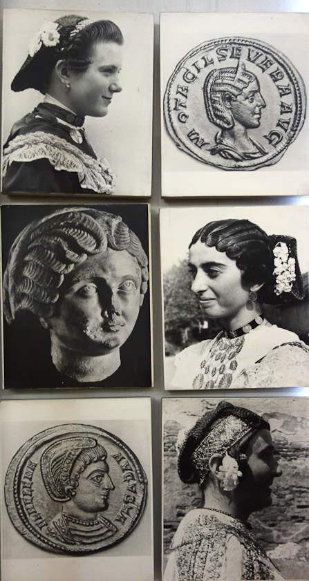 Pleated hair of girls from Slavonia compared with hairdress fashion from the times of the late Roman Empire, end 3c to end 5c.