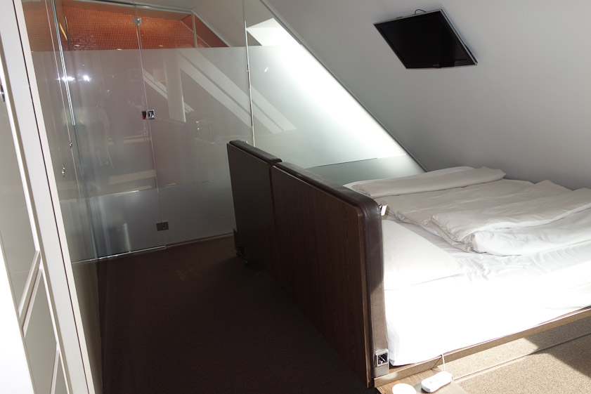 The roof slanted down, and so did the windows and south wall.