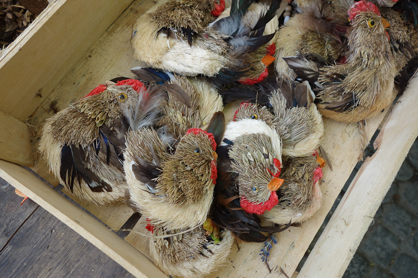 These birds are made mostly of wood and