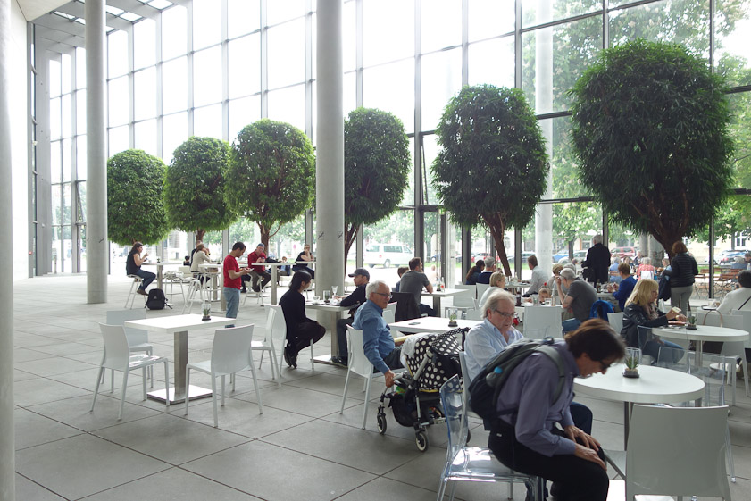 The indoor part of the cafe is attractive but small.