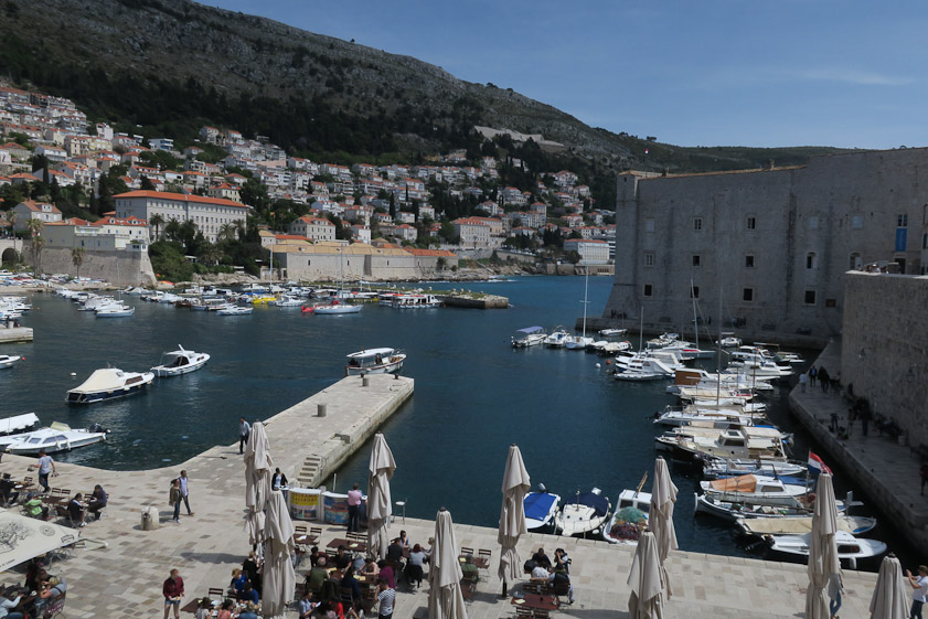 View of the old harbor from the Dulčić Masle Gallery of the Museum of Dubrovnik.