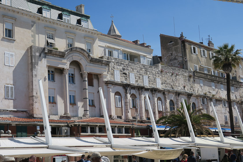 We did some walking on 1 May, aptly called Labor Day in Croatia. I clocked 12,278 steps. Our  path first led along the south side of the palace on the Riva, next to the harbor.