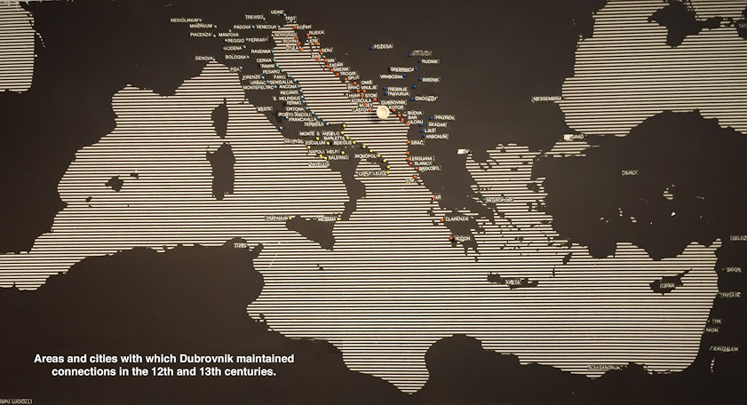 A map showing the extent of Dubrovnik's diplomatic and commercial activity in 12-13c.