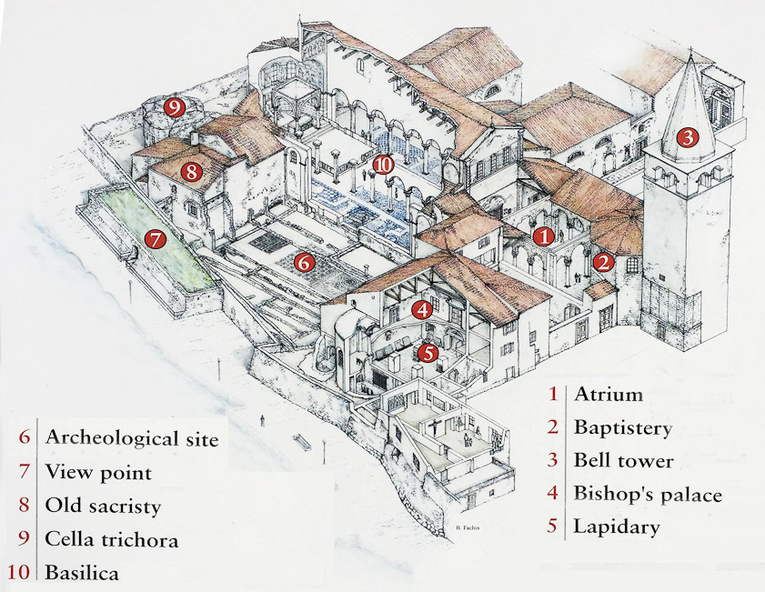 The entrance (not visible here) is via the court between the tower and the wing at top right of this drawing. You first visit the atrium, #1.