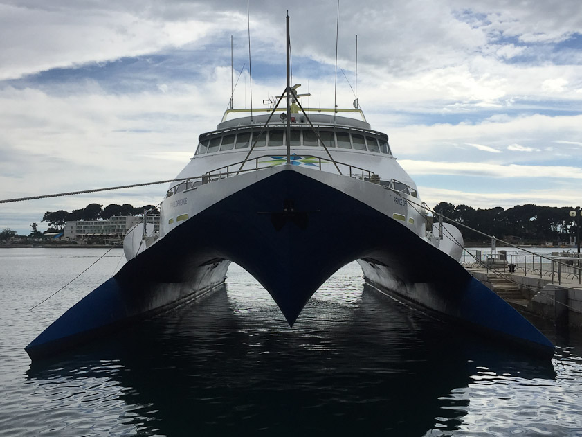 A catamaran ferry at Poreč.