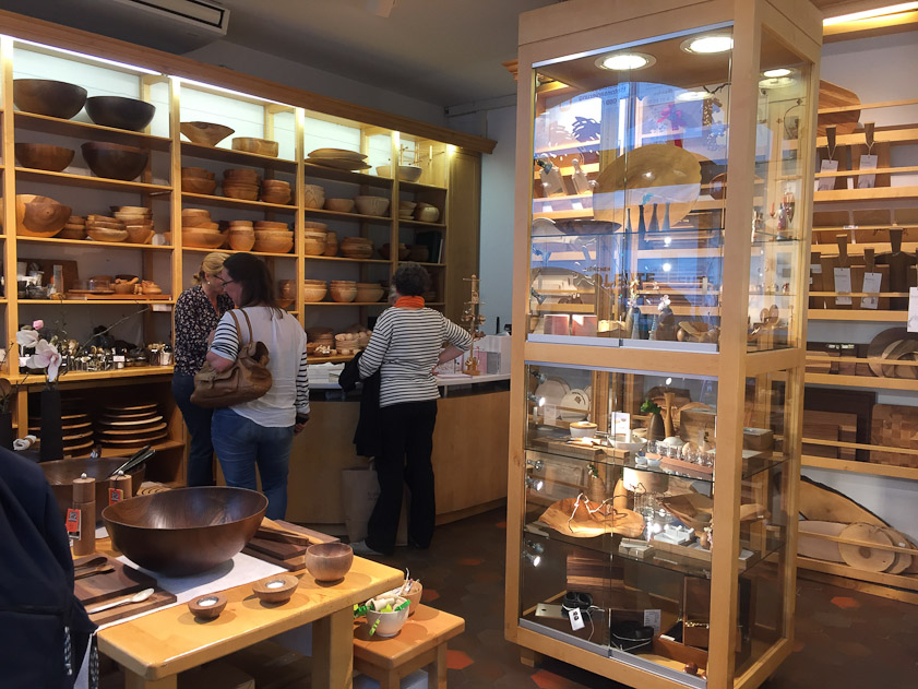 This wooden objects shop sold Mariana several new tops and me a classy cane.