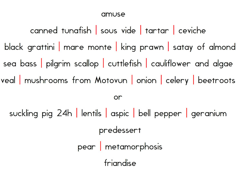 My compact version of the menu for 5/5/2017 at Restauran 