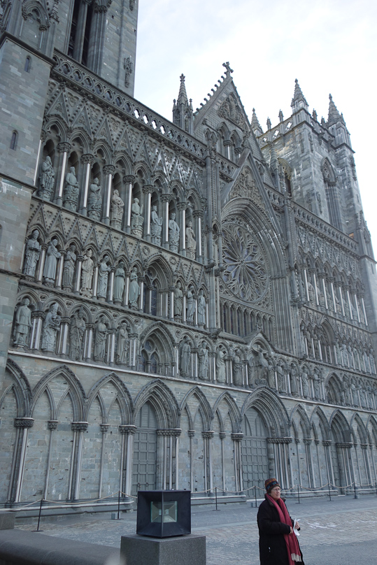 Nidaros Cathedral was started in 1070 but this facade was built in the 19c. Closed for organ tuning.