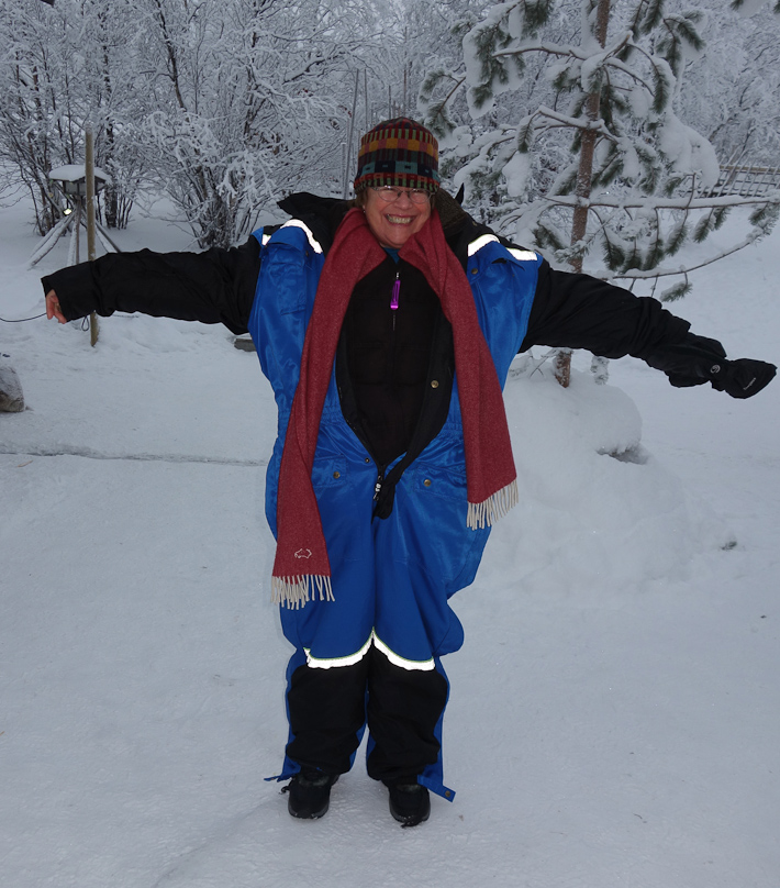 The organization providing the sled rides also provided overalls and Balaclavas.