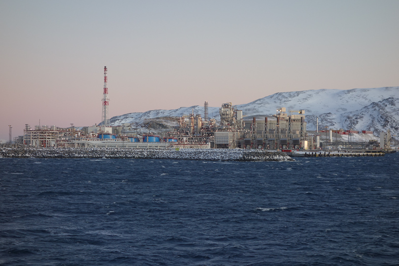 The island of Melkøya is the site for a gas processing plant connected by piplines to undersea wells at Snøhvit, Askeladden and Albatross in the North Sea. Melkøya produces liquid natural gas which is carried away by ships from docks on the island. It was built 2002-2007.