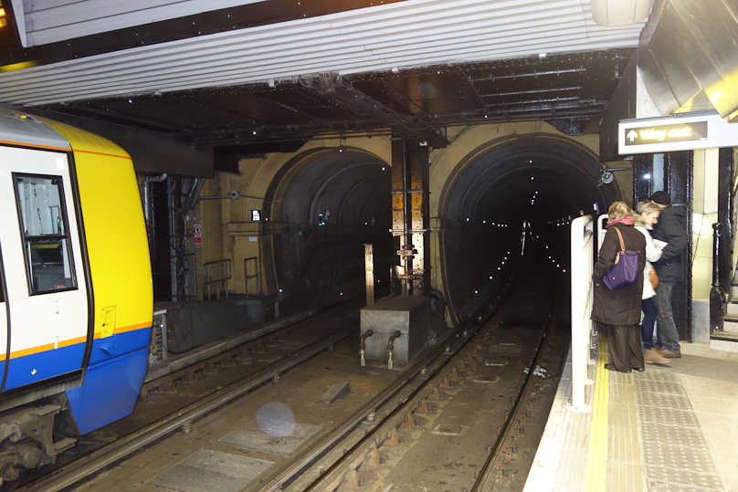 This is the view of the tunnel from the Wapping Underground Station.