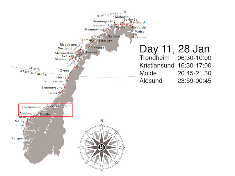 We only had a short walk at Trondheim.