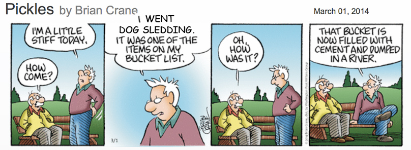 After we got home, a Pickles comic strip captured our opinion of dog sledding.