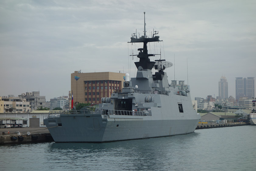 We passed an impressive modern naval ship moored to the mainland side of the harbor.
