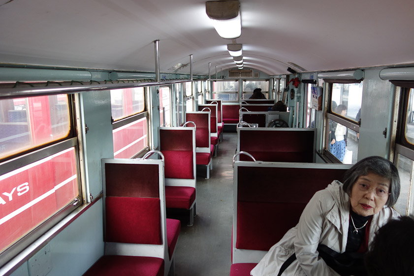The Ikawa Line cars are narrower than Mail Line cars.