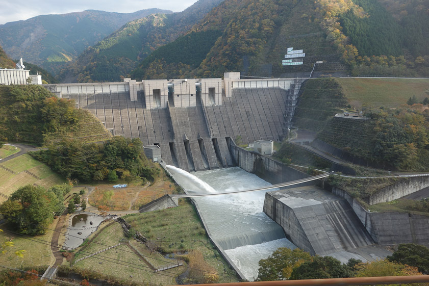 Nagashima Dam was built 1972-2002 (yes, 30 years) to provide agricultural and industrial water and for flood control. There is no electric power generated here.