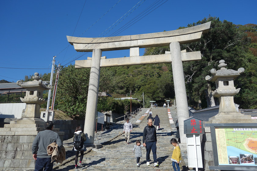 On our last day we decided to see the  splendid first grave of Ieyasu Tokugawa, first in the line of shoguns that ruled Japan1600-1868. Our taxi took us here, to the bottom of 1,129 steps up to the Kunozan Toshogu shrine.   No.