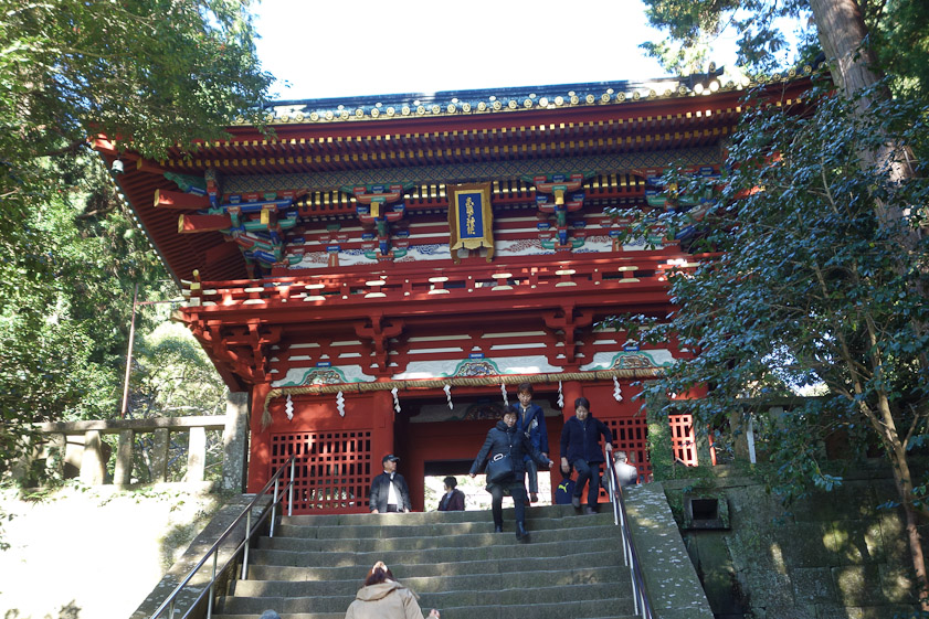 You can see how these women are descending that these are tall steps.