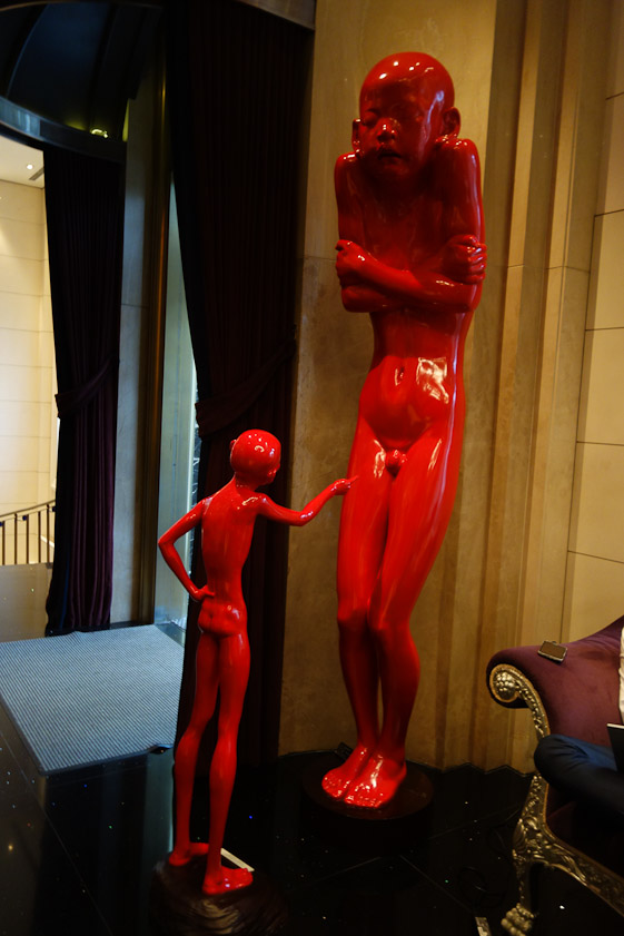This sculpture greeted us at Reception for the Eclat Hotel in Da'an District, Taipei. By Lee Seungkoo of Korea.