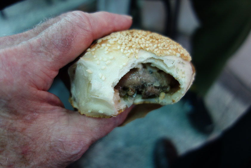 My first bite of a pepper scone was delicious.