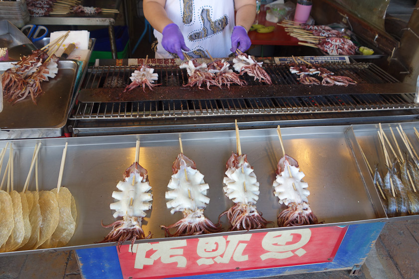 These squid were being grilled at the Taichung fishing port, a large, modern industrial site and tourist destination.