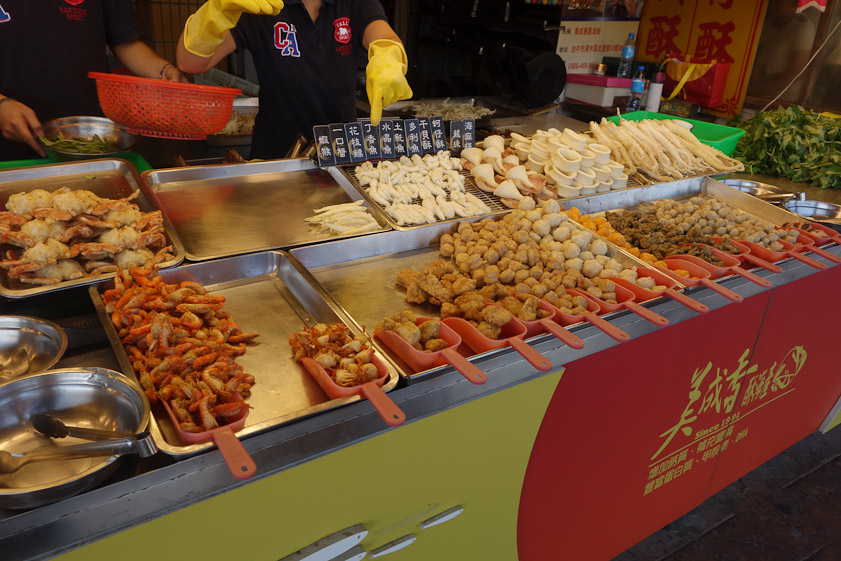 Squid prepared several ways at Taichung fish market.