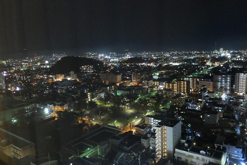 Shizuoka by night. The bump is Yahatayama Park
