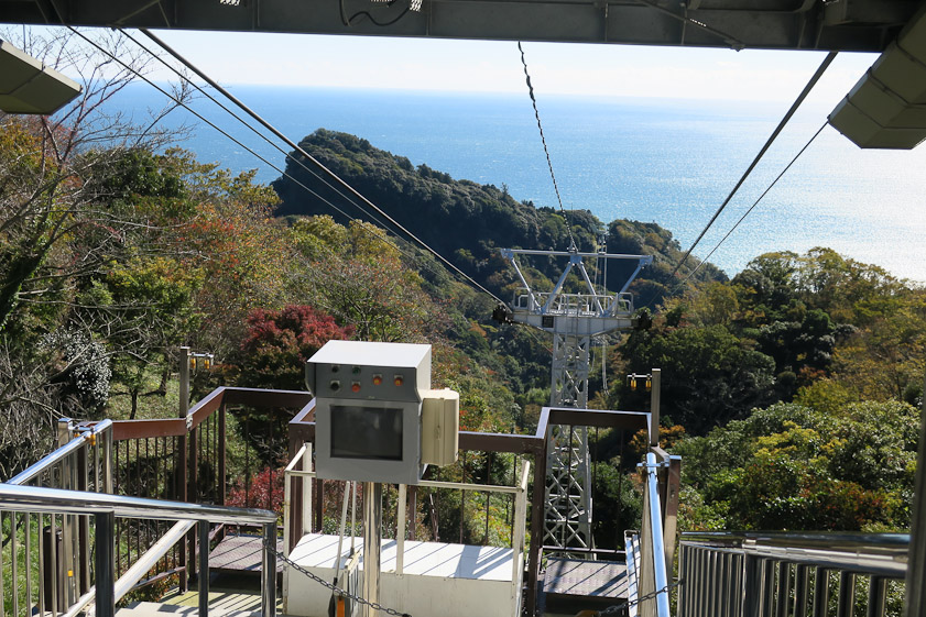 We're at the top of the ropeway here and that is the Pacific.
