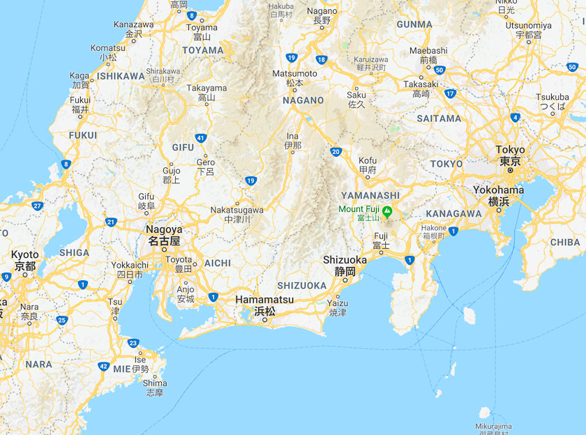Narita airport is off the map to the right of Tokyo.