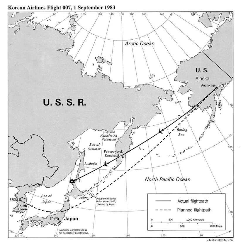 Since our route flew over Russia, I was mindful of the shooting down of KAL-007 in 1983 following an navigation error by that airline.