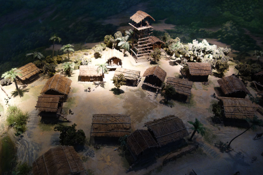 Japanese archeologists found artifacts at the Kenting Site in south Taiwan that allowed construction of this model. Later carbon dating established a latest possible date of 4,000 BC.