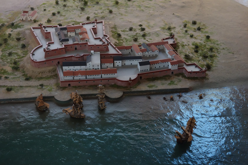 The Dutch controlled the western part of Taiwan for 38 years, 1624-62. This is a model of Fort Zeelandia near the present Tainan.