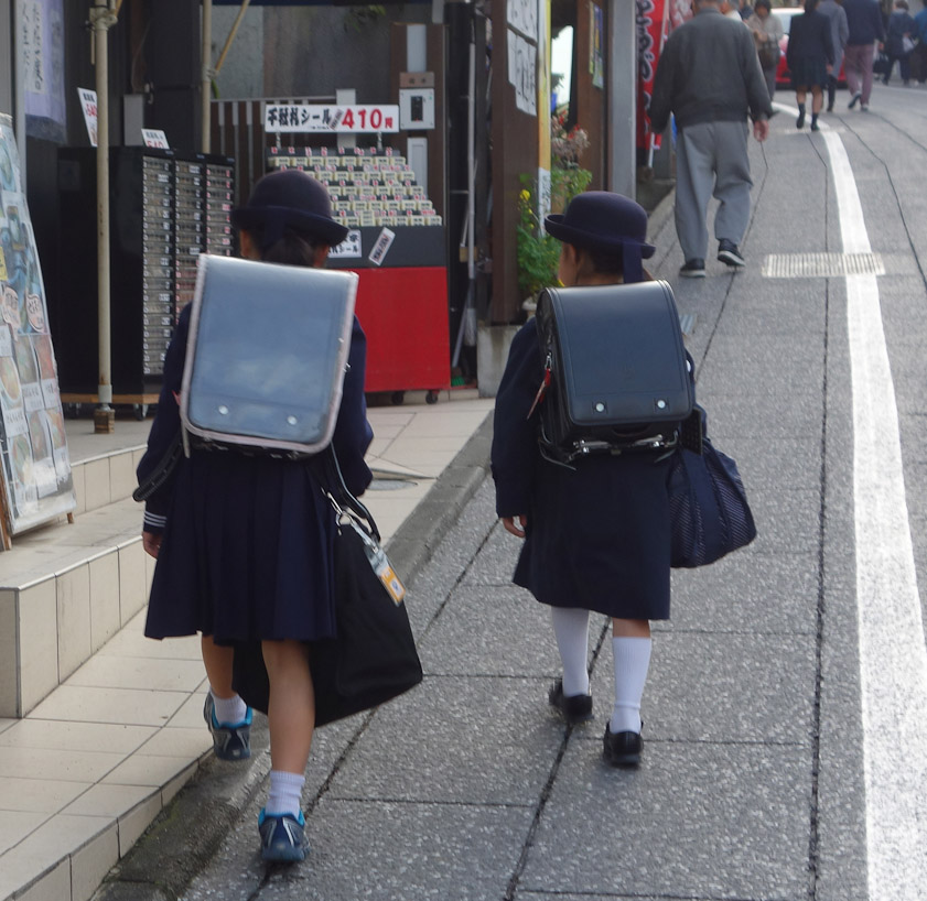 Walking up Omote Sando back to the train station we were passed by a couple of schoolgirls in sharp uniforms and solid backpacks. So different from Western children.