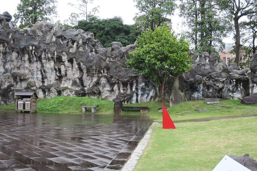 The compound includes an artificial mountain.
