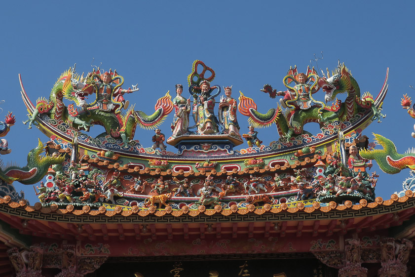 The roof line of Taost temples is colorful and intricate.