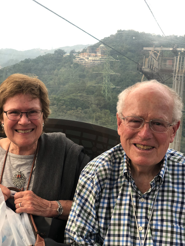 We caught a bus back to the gondola station and shared a gondola ride back to Taipei with three ladies who took our photo.