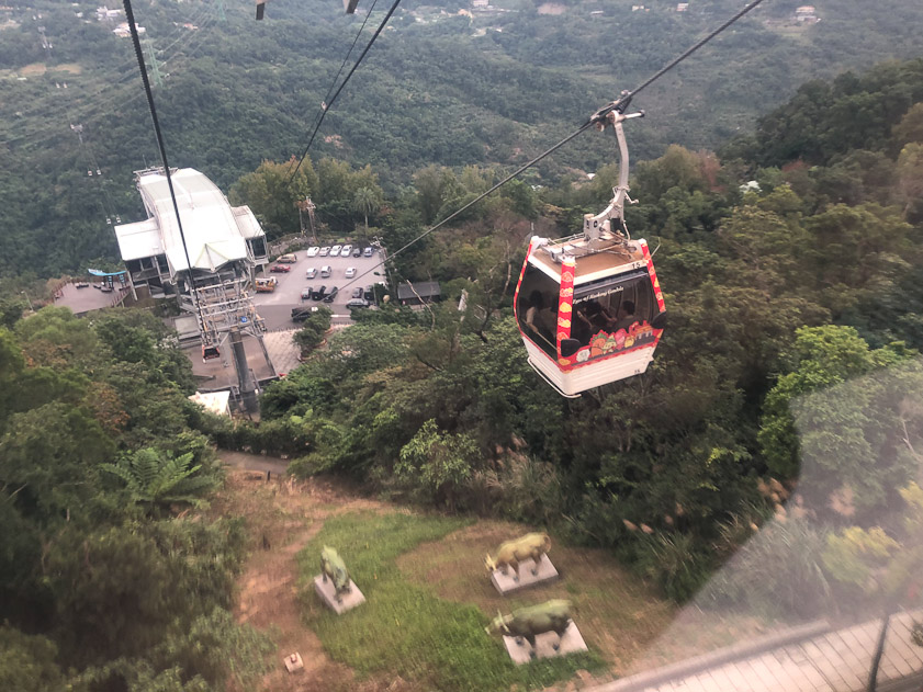 Approaching the bottom station. Note the plastic cows.