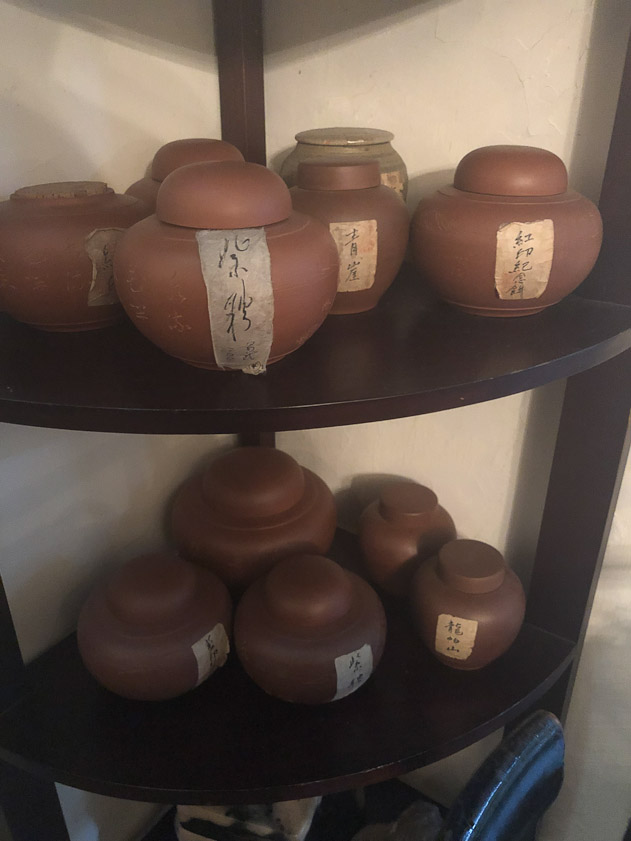 Old tea cannisters at Wistaria.