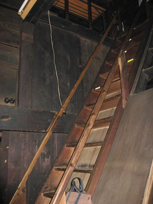Very steep stairs, also seen inside castle keeps.