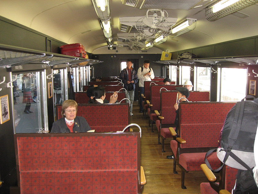 An old-fashioned car for train fans.