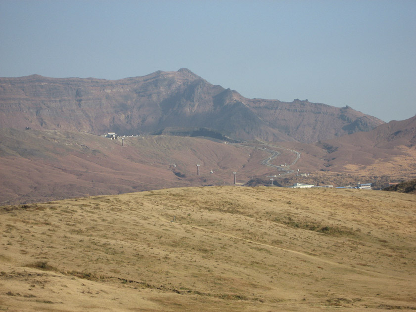 There's a ropeway going higher up Mt. Aso, closer to the caldera. It collapsed in 2016.