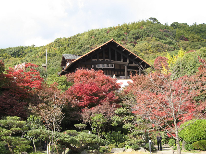 There is a cafe in the Villa looking north over Kyoto.