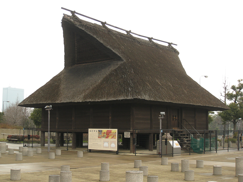 This reconstruction of a warehouse from the 5c is outside the Osaka History Museum.