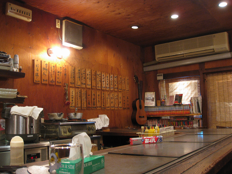 We ate dinner at an old okonomiyaki place near our ryokan. The surface of the counter is a series of cooking griddles. Okonomiyaki is a fried patty composed of vegetables and meat cooked in front of you. You expect it to be tastier than it is.