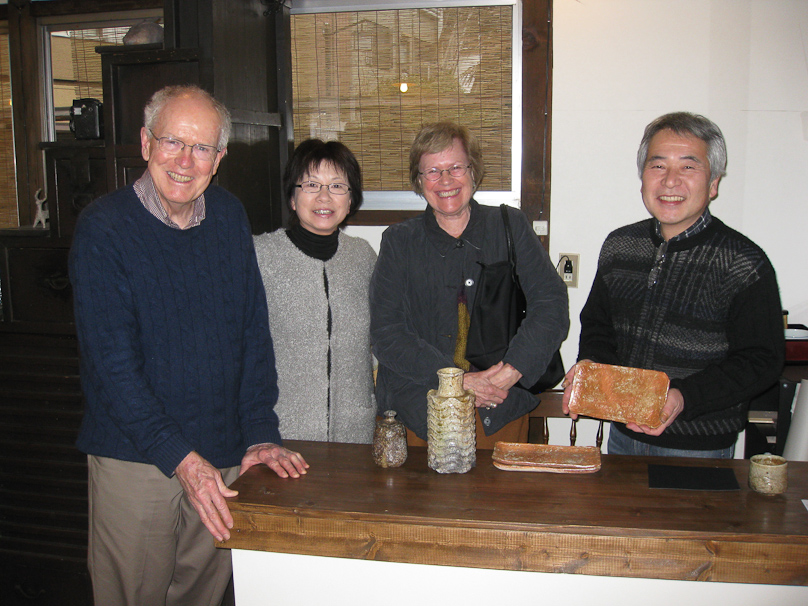 In Shigaraki we also stopped at the gallery of Takahiko Kato, shown here with his wife and the pieces we bought from them.