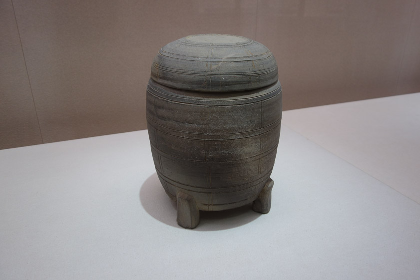 This Atsumi ware jar from the 12c held sutras written on scrolls in a burial site.
