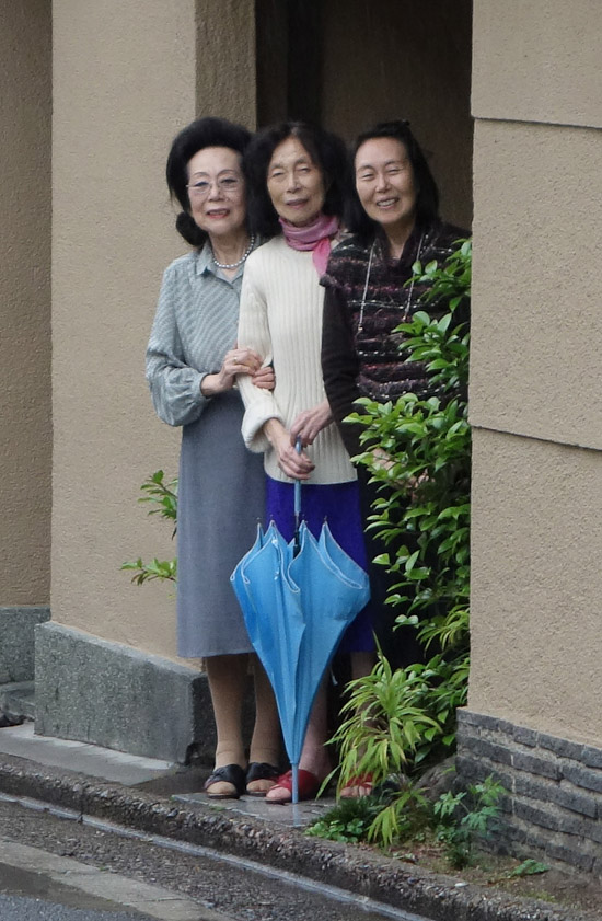 The Yamadas, retired owners of the Three Sisters Inn where we stayed most of times we visited Kyoto. They retired this year.  Kay (Kikue) on the left, Sandy (Sakako) in the middle, and Terry (Terumi) Yamada on the right.