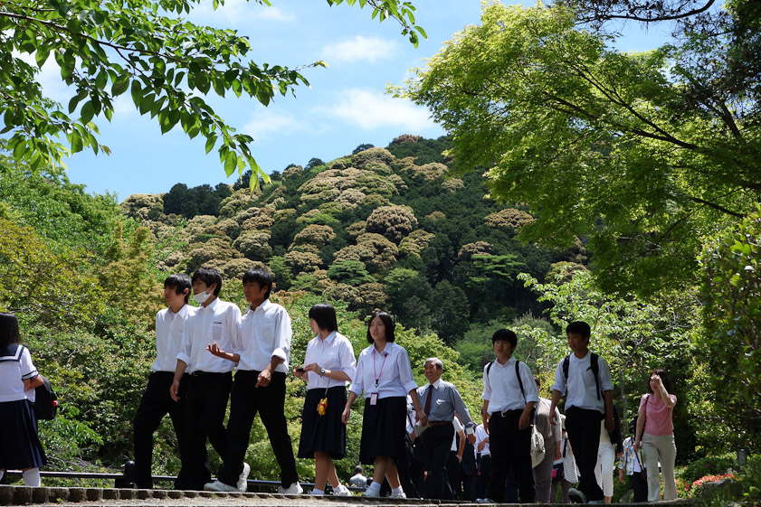 We saw a lot of Japanese school groups touring the sights we visited. This one was at Kiyomizu-dera.