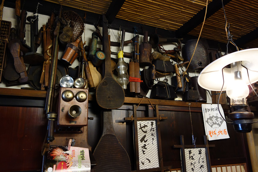 The interior of a picturesque little noodle restaurant in Kinosakionsen.