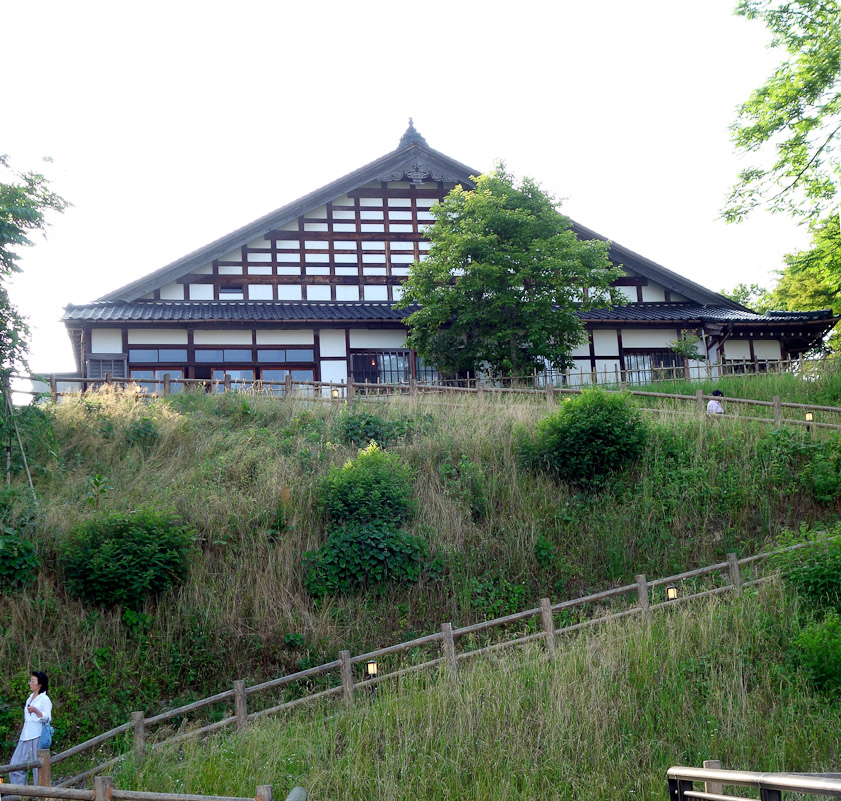 The Ceramic Museum is a reconstructed house on a bluff overlooking the bus stop and parking lot.